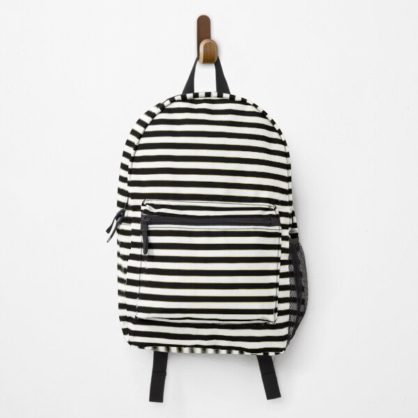 black and white striped backpacks