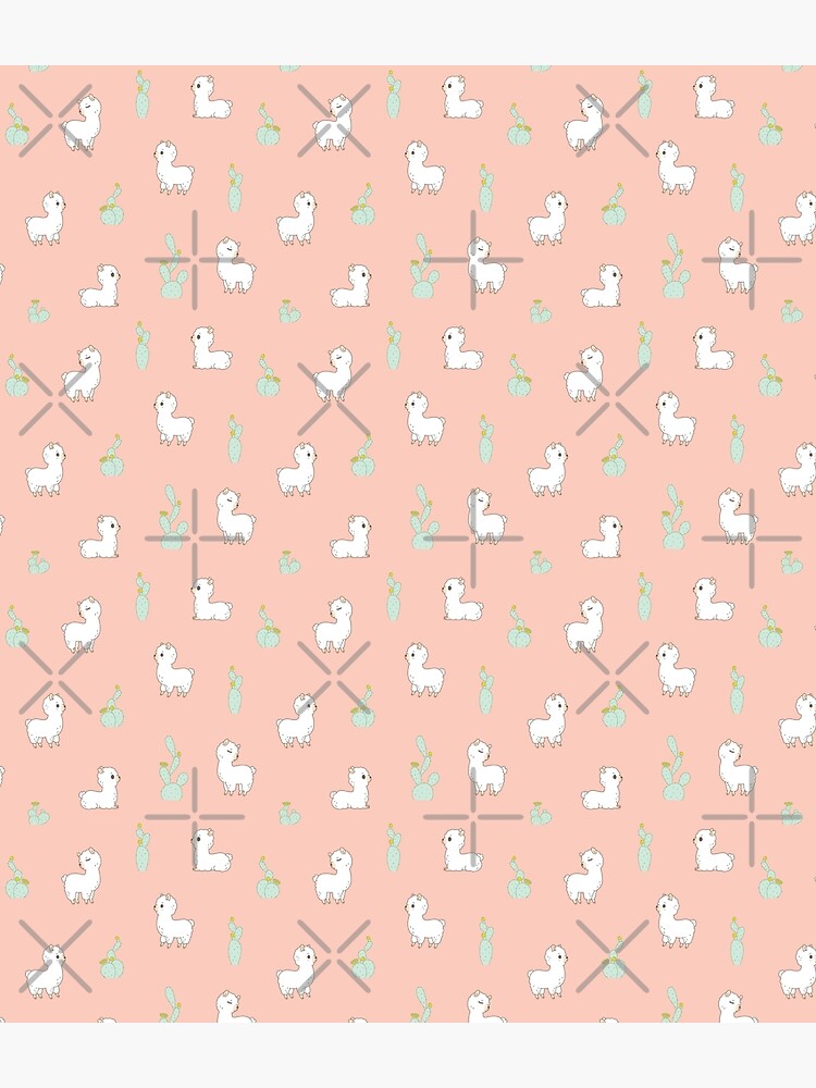 alpaca and cactus pattern in peach pink by Miri-Noristudio