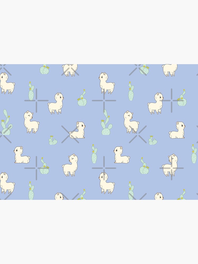Cactus and alpaca pattern in blue by Miri-Noristudio