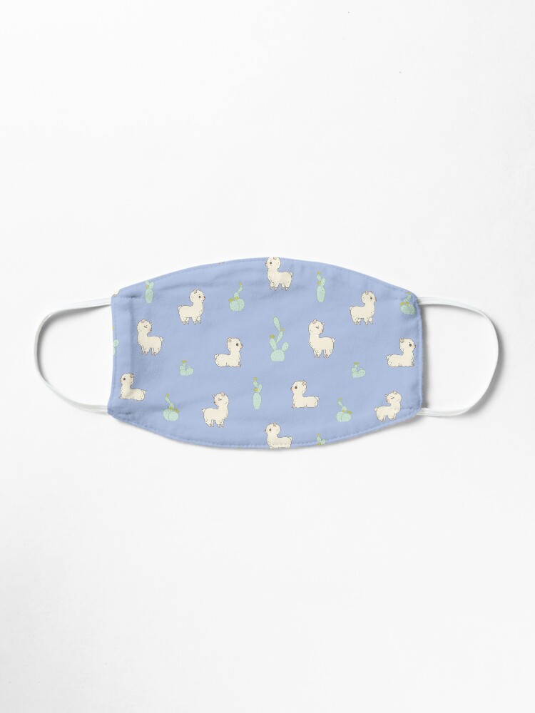 Alternate view of Cactus and alpaca pattern in blue Mask