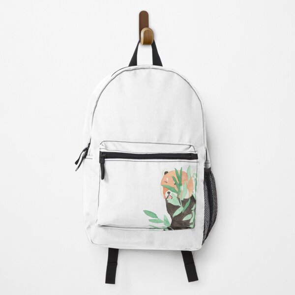 Item preview, A red panda hiding behind leaves, white designed and sold by Sonderblume.