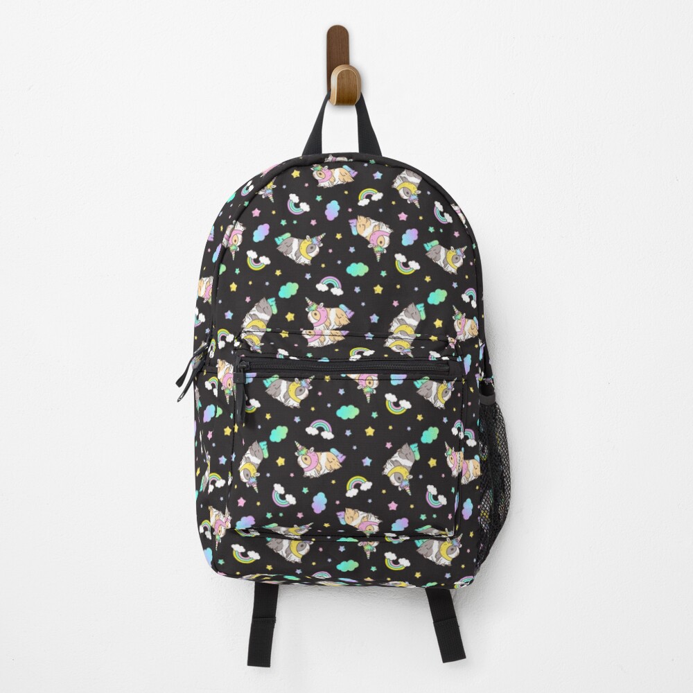 Guinea pig Pattern_Kawaii Guinea pig in Unicorn costume kawaii Pattern in Black Background Backpack