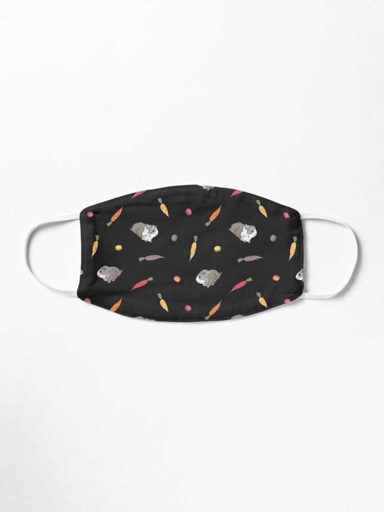 Alternate view of Carrots and Silkie Guinea Pigs Pattern in Black Background Mask