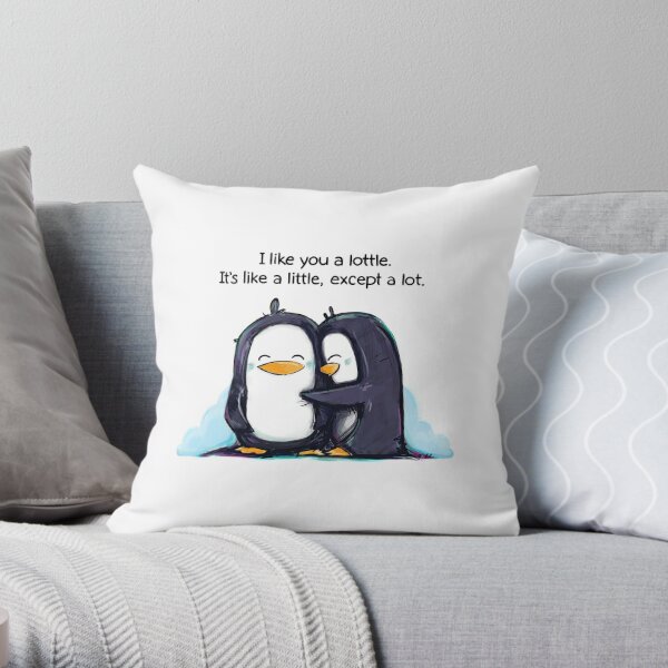 I Like You a Lottle Penguins Throw Pillow
