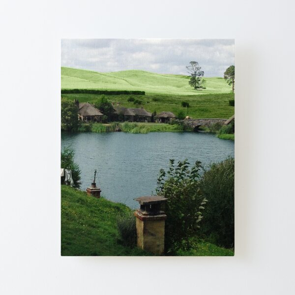 Lake at Hobbiton and the Green Dragon Inn Canvas Mounted Print