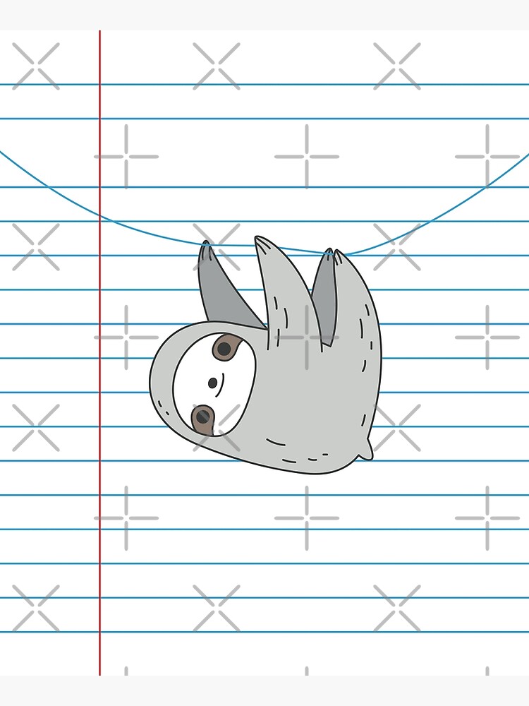 Sloth hanging on a notebook page by Miri-Noristudio