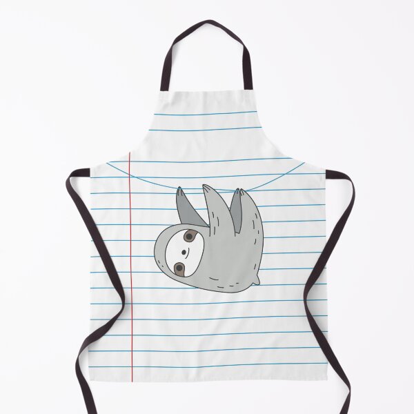 Sloth hanging on a notebook page Apron