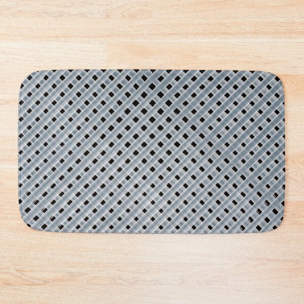 Item preview, Silver Grey Watercolor on Black Checkered Striped designed and sold by ArtHanbal.