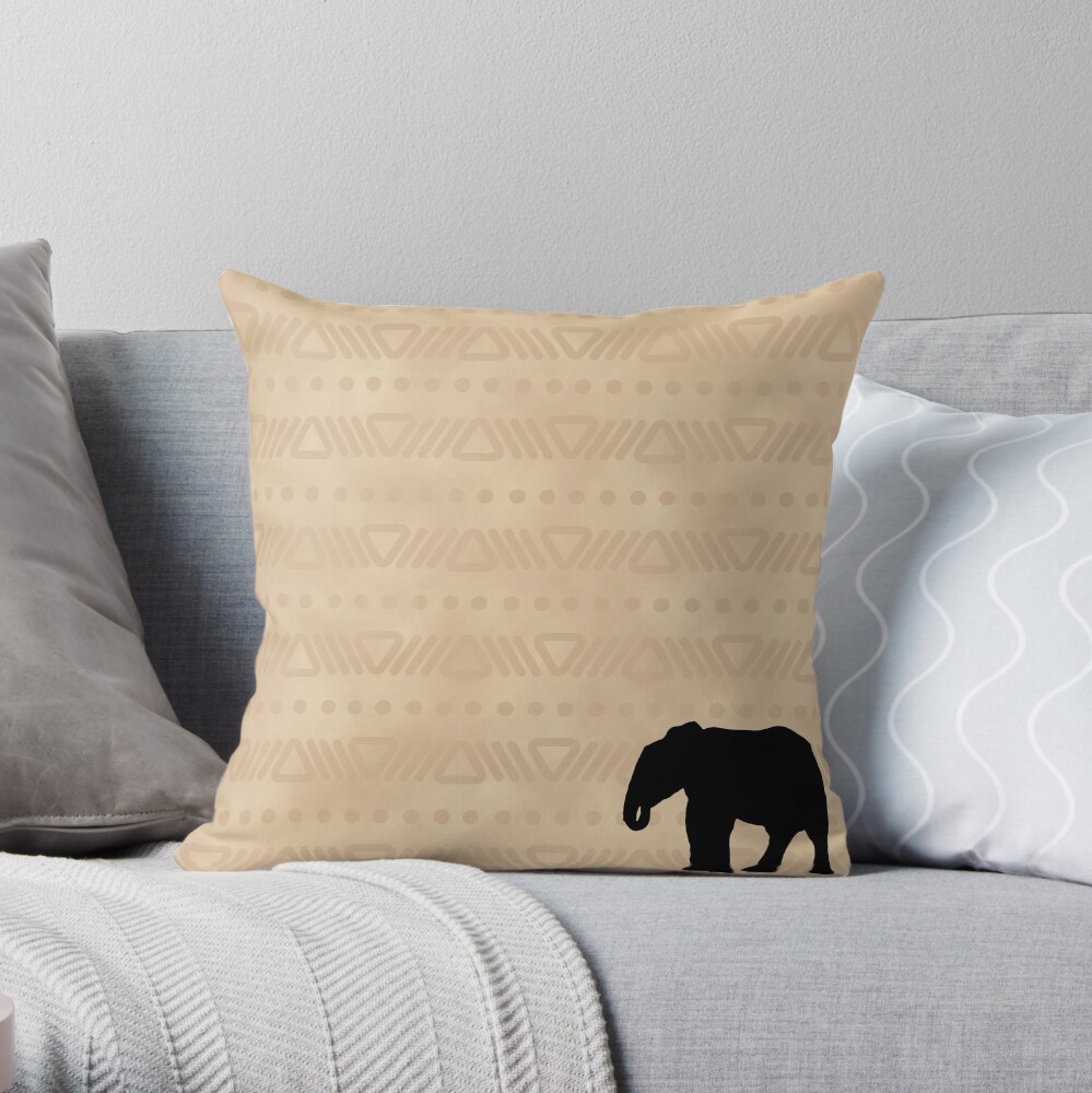 African Safari Elephant Throw Pillow