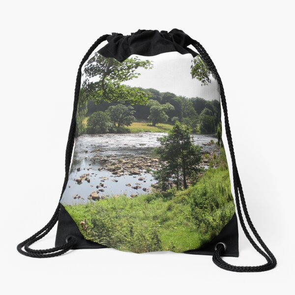Merch #92 -- Stream Between Trees - Shot 2 (Hadrian's Wall) Drawstring Bag