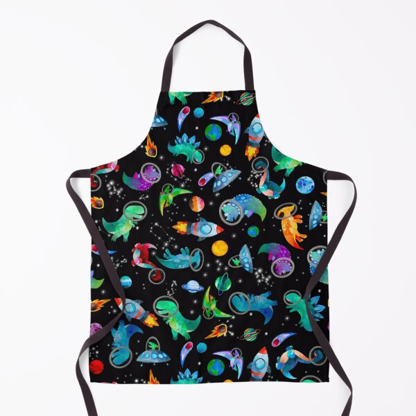 Watercolor Space Dinosaurs Galaxy Pattern Apron