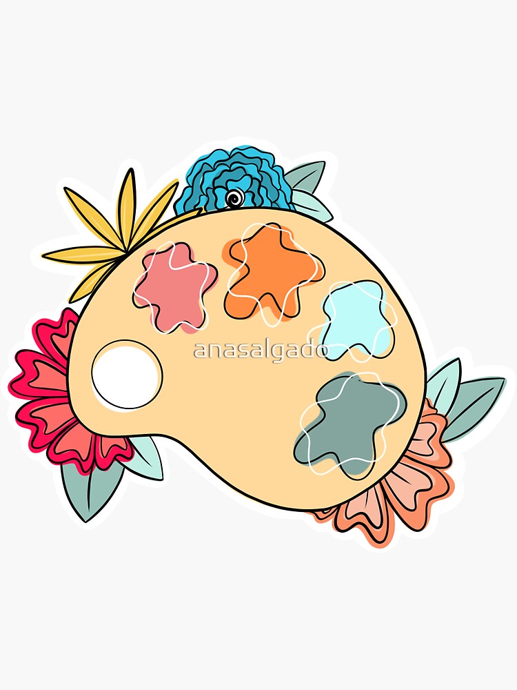 Paint Palette with Flowers by anasalgado