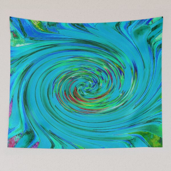 Item preview, Dramatic Blue and Chartreuse Abstract Retro Twirl designed and sold by myrubiogarden.