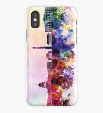 Washington DC skyline in watercolor background iPhone Case/Skin