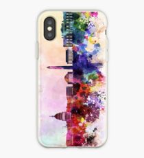 Washington DC skyline in watercolor background iPhone Case