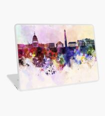 Washington DC skyline in watercolor background Laptop Skin