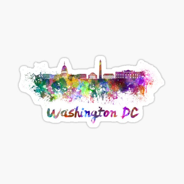 Vista previa del artículo con la obra «Horizonte de Washington DC en acuarela», diseñado y vendido por paulrommer.