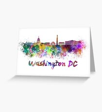 Washington DC skyline in watercolor Greeting Card