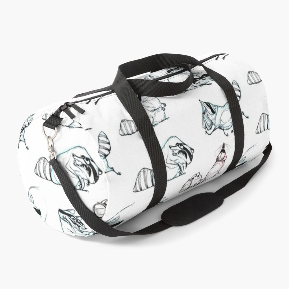 Raccoon Comic Pattern Duffle Bag