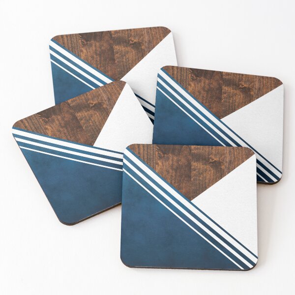 Item preview, Geometric Blue with Stripes and Faux Wood designed and sold by atlantekdesigns.