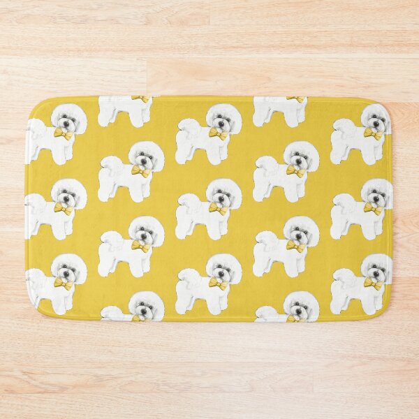 Item preview, Bichon Frise on Mustard yellow, with bow designed and sold by MagentaRose.