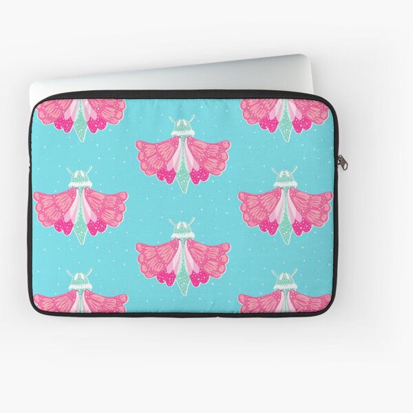 Adorable pink and aqua teal moth Laptop Sleeve