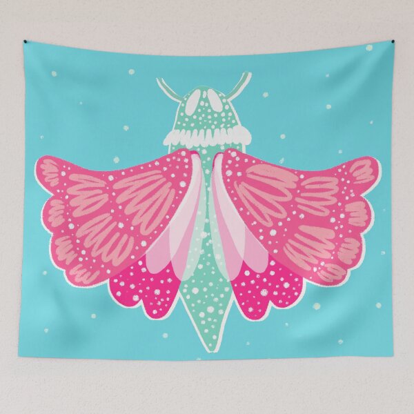 Item preview, Adorable pink and aqua teal moth designed and sold by Ilze Lucero.