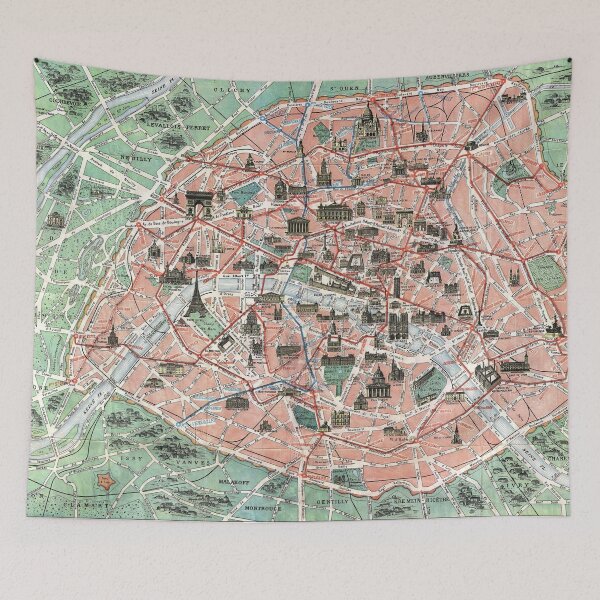 Item preview, Vintage pocket map of Paris France designed and sold by Glimmersmith.