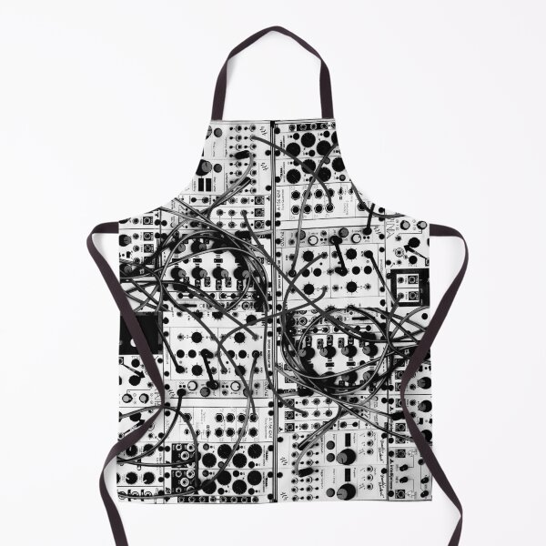Item preview, analog synthesizer modular system - black and white illustration designed and sold by ohaniki.