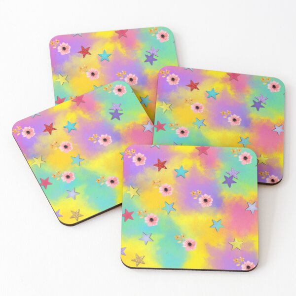 Item preview, stars and flowers on watercolor pattern designed and sold by doctors-apparel.
