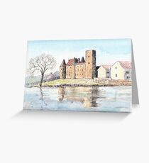 Nemours chateau and river Loing-watercolour Greeting Card