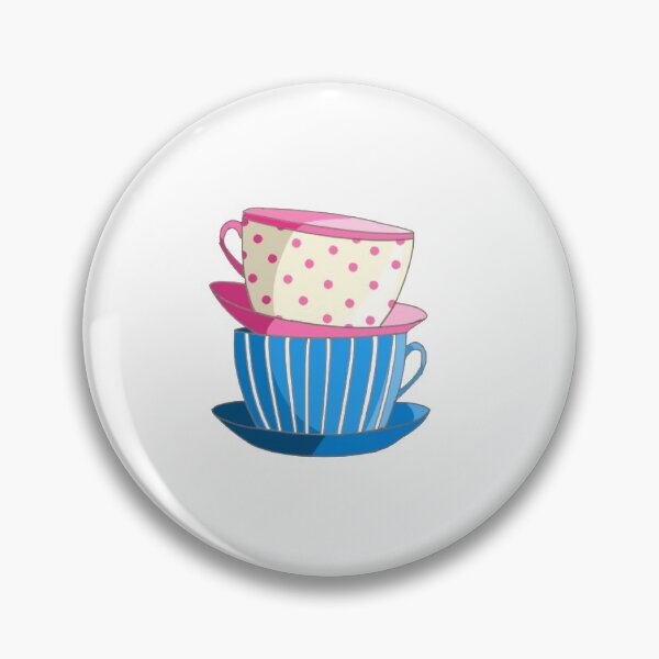 Item preview, Cute Stacked Tea Cups tea party Pink Blue designed and sold by kristinedesigns.