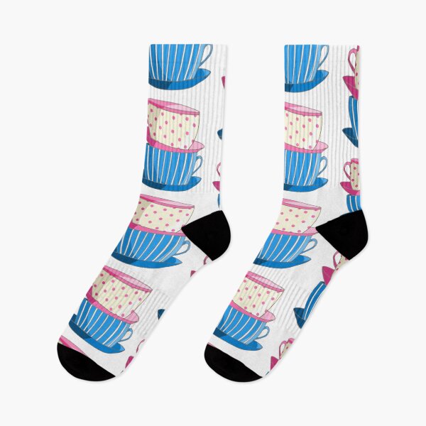 Item preview, Cute Stacked Tea Cups tea party Pink Blue designed and sold by kristinedesigns.