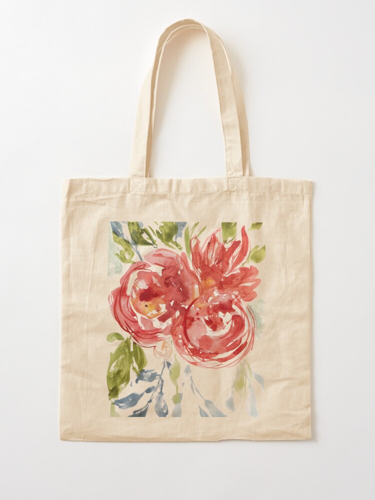 Rose Loose Floral Watercolor Painting Tote Bag