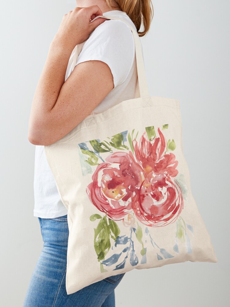 Rose Loose Floral Watercolor Painting Tote Bag