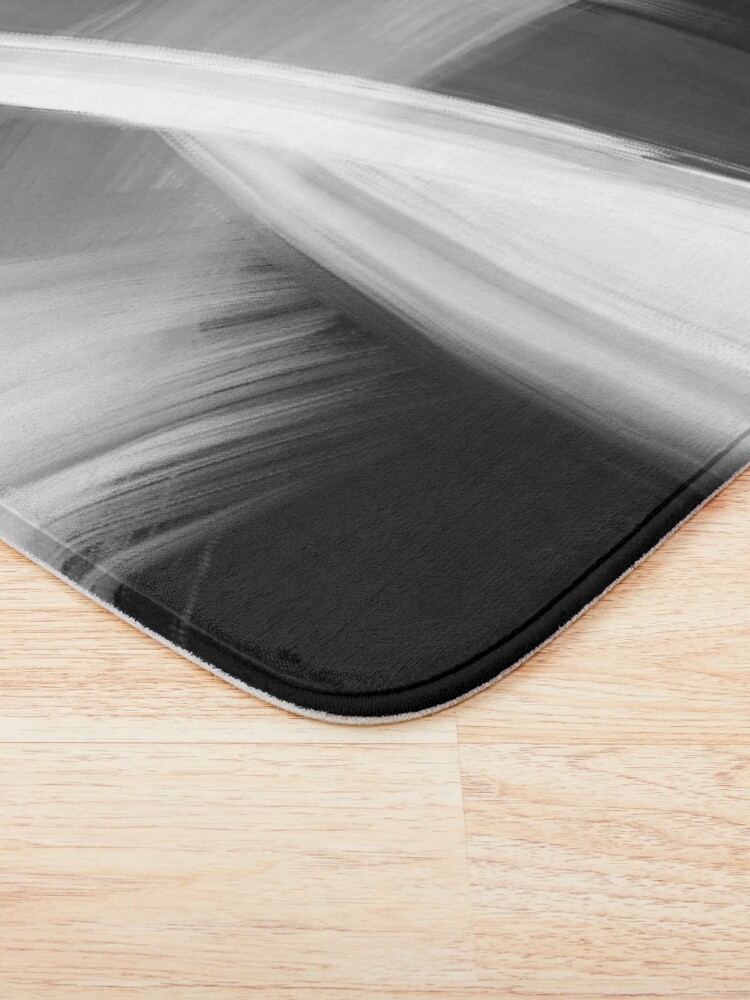 Alternate view of Black and White Fine Art painted Abstract Bath Mat