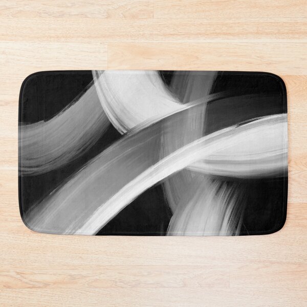 Black and White Fine Art painted Abstract Bath Mat