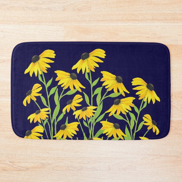 Item preview, Black eyed Susan yellow hand painted flowers dense forest designed and sold by The Pattern Mill.