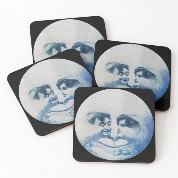Item preview, Fly Me To The Moon: Vintage Couple Optical Illusion Round Print (Blue Night) designed and sold by RecklessRosey.