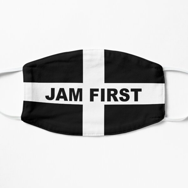 Cornwall Jam First - Kernow Saint Piran's Cornish Flag T-Shirt, Poster, Mask, Sticker, Print etc Flat Mask