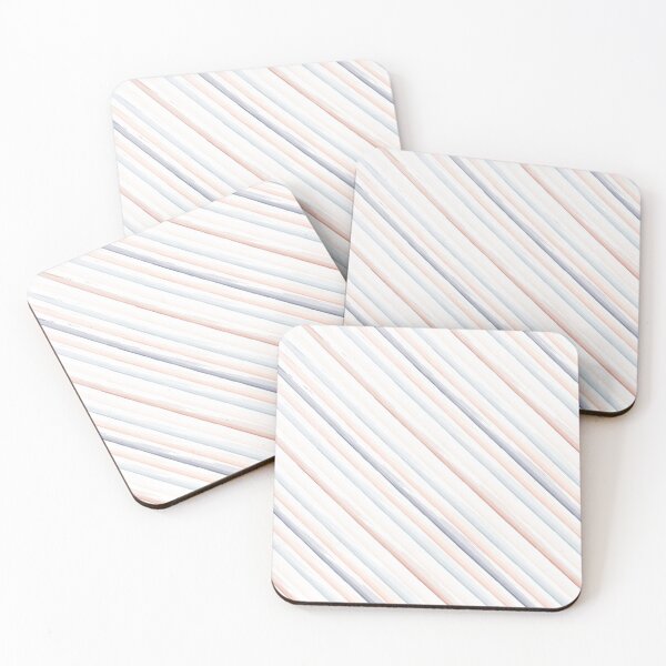 Item preview, Navy Blue and Coral Hand Drawn Diagonal Striped designed and sold by ArtHanbal.