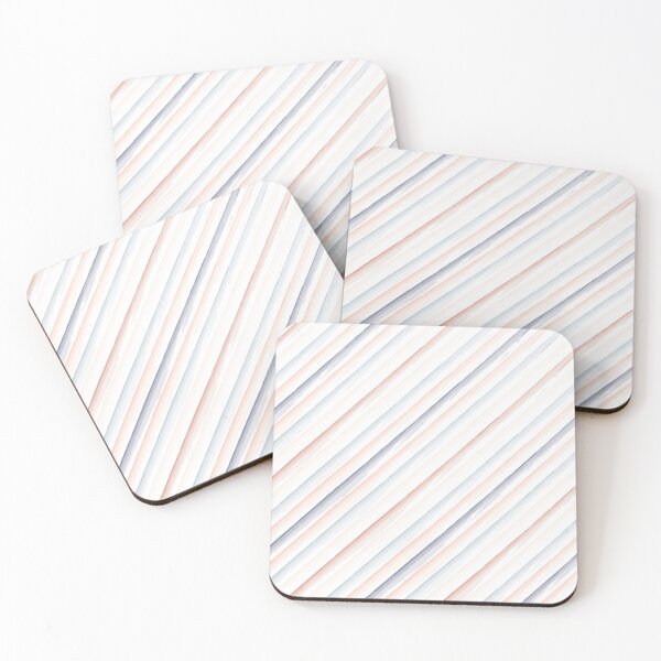 Item preview, Navy Blue and Coral Hand Drawn Diagonal Striped designed and sold by ArtHanbal.