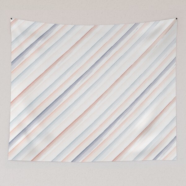 Item preview, Navy Blue and Coral Hand Drawn Diagonal Striped designed and sold by ArtHanbal.