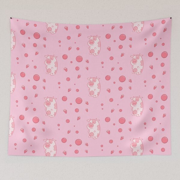 Item preview, Strawberry Milkshake Cow Doodle designed and sold by RoserinArt.