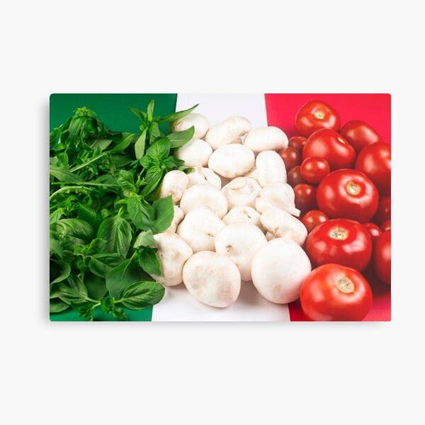 Italian food flag basil mushroom tomato Metal Print