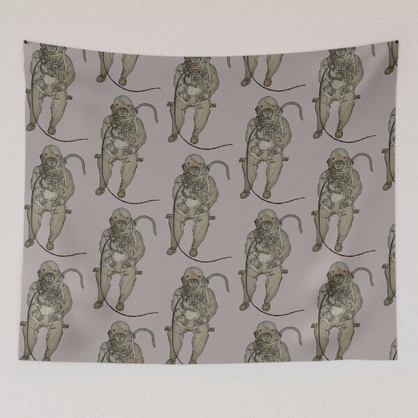 Item preview, Vintage Sitting Diver with Diving Helmet Illustration URM designed and sold by urmaddad.