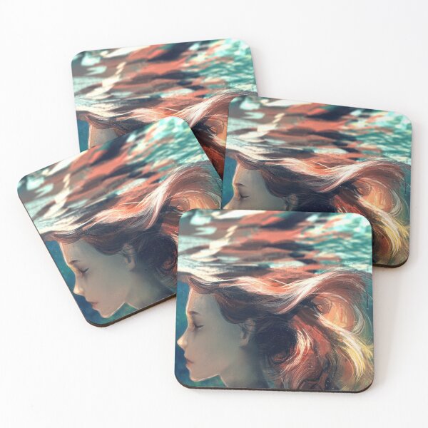 Item preview, Red Hair Girl Underwater Painting designed and sold by seagirl13.