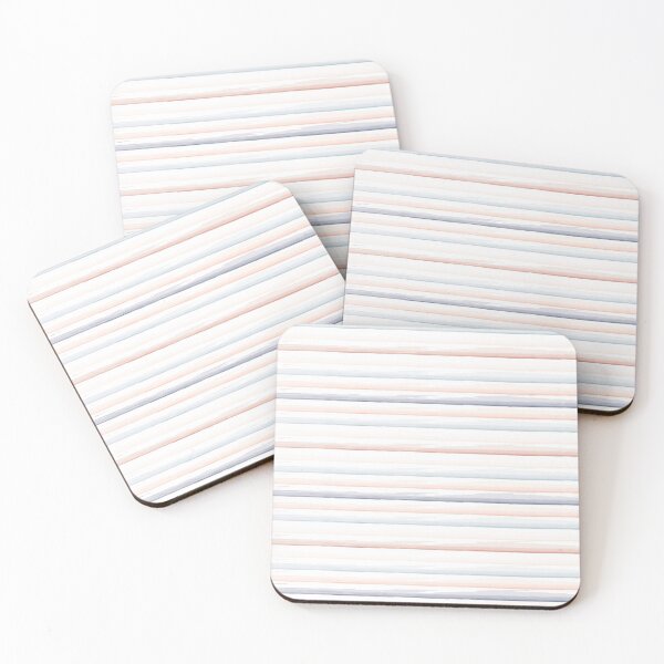 Item preview, Navy Blue and Coral Hand Drawn Diagonal Striped designed and sold by ArtHanbal.