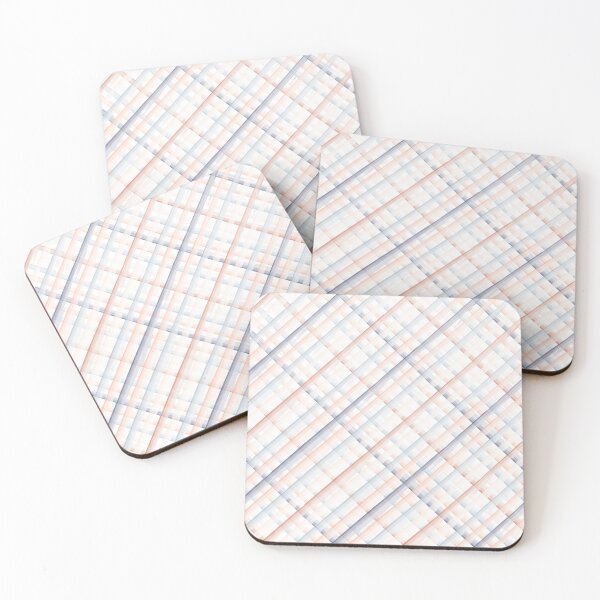 Item preview, Navy Blue and Coral Watercolor Checkered Striped designed and sold by ArtHanbal.