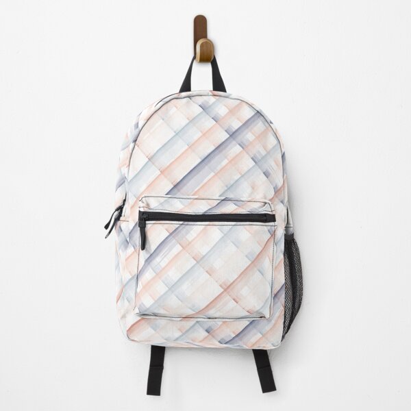 Item preview, Navy Blue and Coral Watercolor Checkered Striped designed and sold by ArtHanbal.